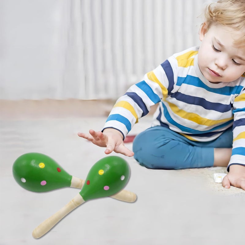 Cheerock Wooden Maracas Set, Latin Salsa Rumba Shakers, Hand Percussion Rattles for Rhythm and Music Making, Ideal for Bands, Ensembles, Classrooms and Parties, Pack of 2 - Image 3